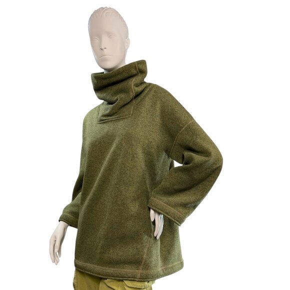 Stio Sweetwater Green Fleece Sweater Cowl Neck Pullover Size Medium - Picture 1 of 11
